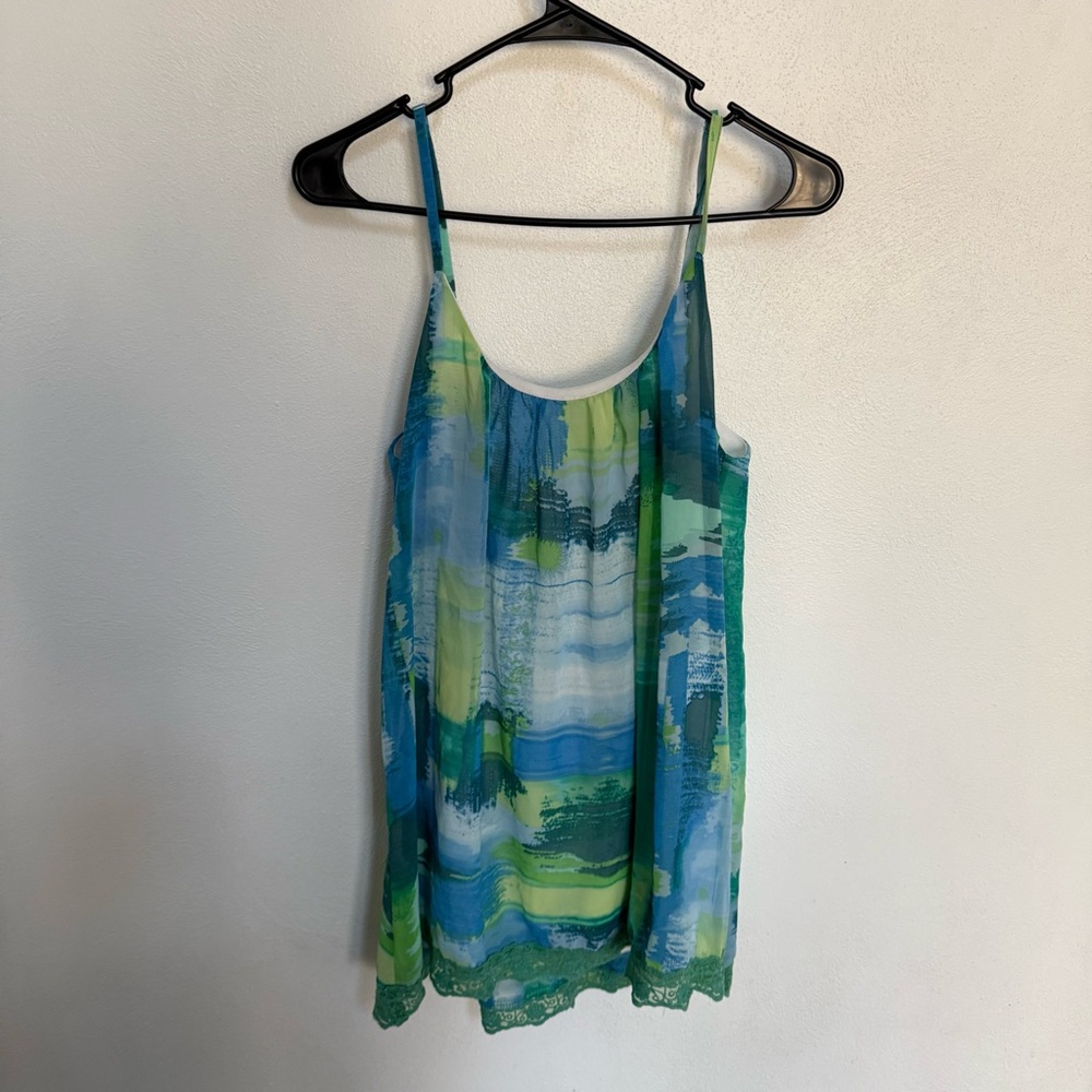 Paradise Blue and Green Abstract Mini Dress